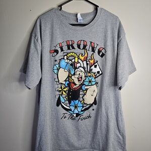 Gray Graphic T-Shirt with Popeye Design